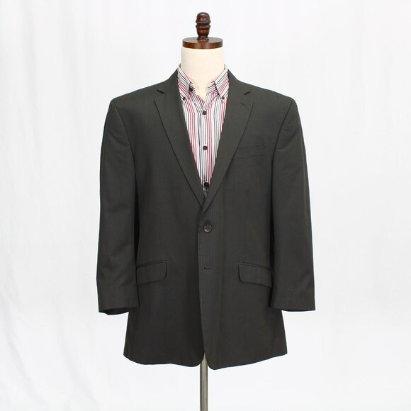 Kenneth Cole 48R Brown Striped Polyester 2-Button Sport Coat Blazer Jack… - Picture 1 of 11